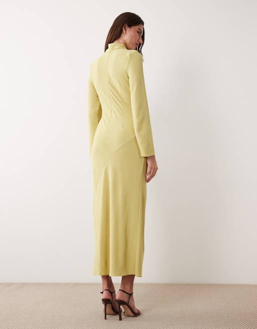 ASOS DESIGN - Vestito lungo accollato verde con dettaglio foulard, 3 di 4