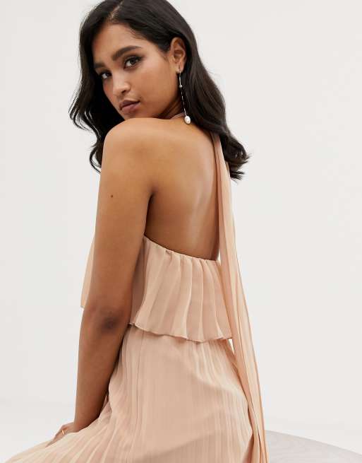 ASOS DESIGN - Vestito lungo allacciato al collo a pieghe, 3 di 4