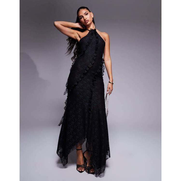 Vestito pizzo nero lungo sales