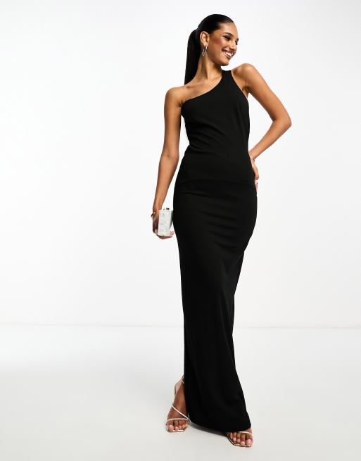 ASOS DESIGN Vestito lungo asimmetrico modellante nero