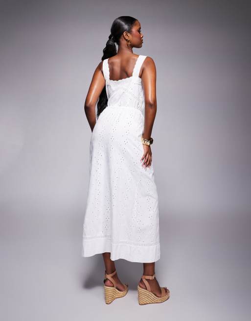 ASOS DESIGN - Vestito lungo avvitato in pizzo bianco con scollo quadrato, 3 di 4