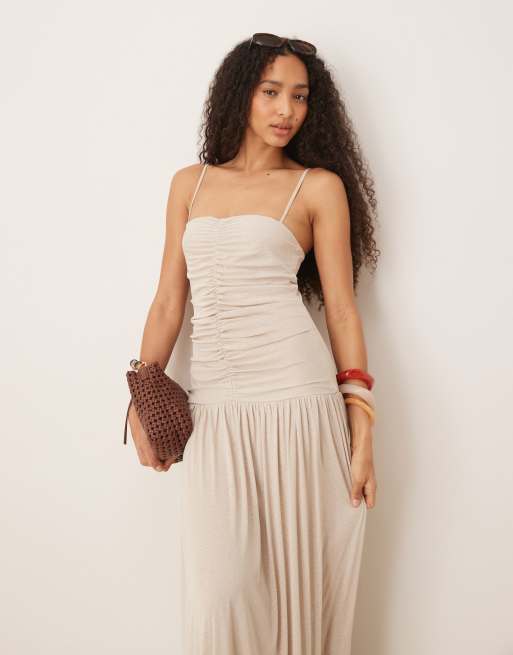 ASOS DESIGN - Vestito lungo con corpetto arricciato, 3 di 4