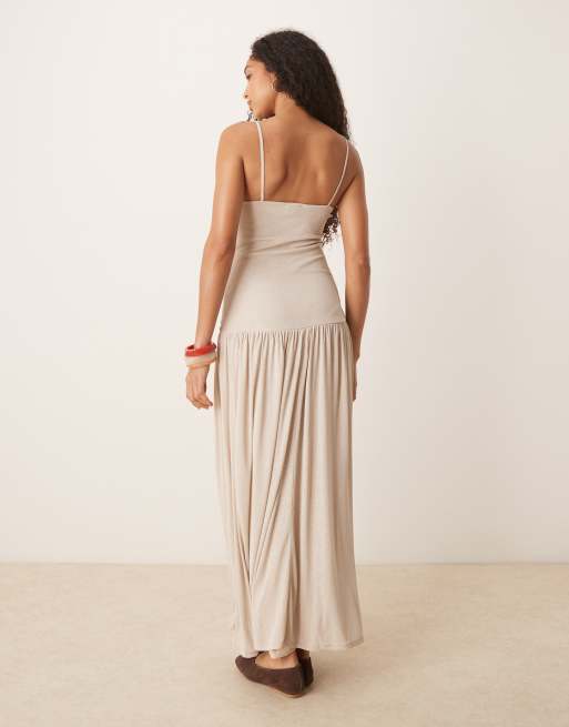 ASOS DESIGN - Vestito lungo con corpetto arricciato, 4 di 4