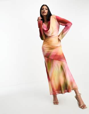 Vestito Da Sera Ever-Pretty - Lungo In Chiffon, Scollo A V, Maniche Corte Per Cerimonia