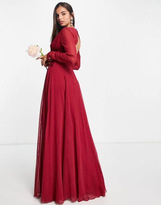 Vestito bordeaux maniche lunghe discount