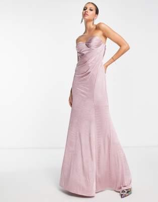 ASOS DESIGN - Vestito lungo drappeggiato a fascia, colore rosa