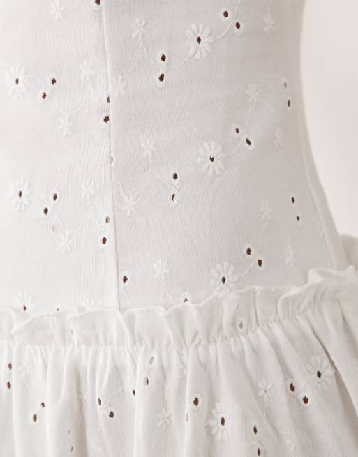 ASOS DESIGN - Vestito lungo in pizzo bianco con spalline sottili, 4 di 4