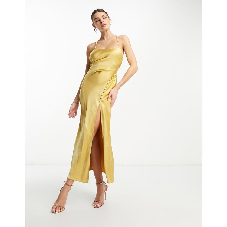 Cra wallonieShops DESIGN Vestito lungo in raso color oro