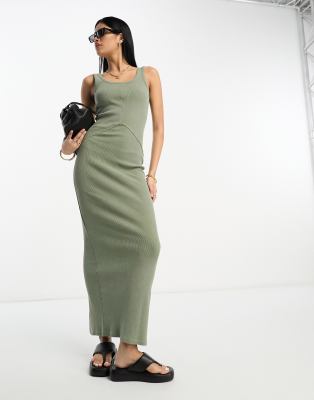 Maglietta estiva da donna a maniche corte alla moda, scollo rotondo, slim fit, con cuciture esposte a costine 2025, Aqua verde, XL