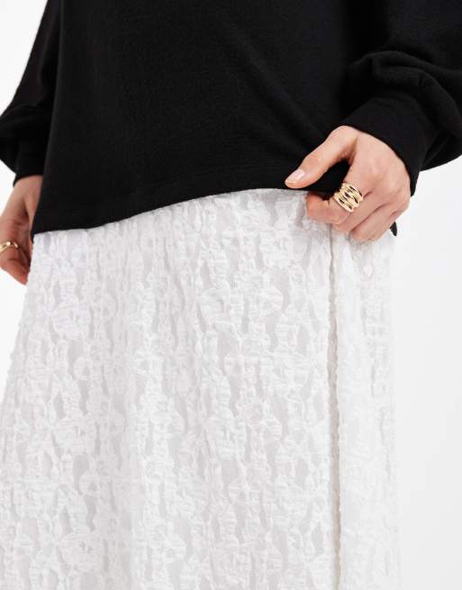ASOS DESIGN - Vestito lungo morbidissimo ibrido in pizzo nero e bianco, 2 di 4