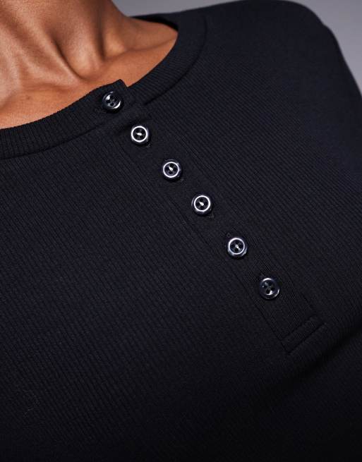 ASOS DESIGN - Vestito lungo nero con collo serafino, 4 di 4