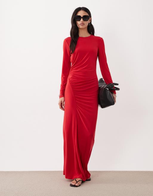 ASOS DESIGN - Vestito lungo rosso con dettaglio attorcigliato