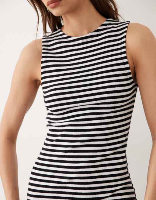 ASOS DESIGN - Vestito lungo senza maniche a righe monocromatiche , 3 di 4