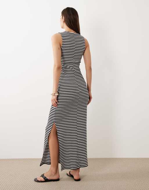ASOS DESIGN - Vestito lungo senza maniche a righe monocromatiche , 4 di 4