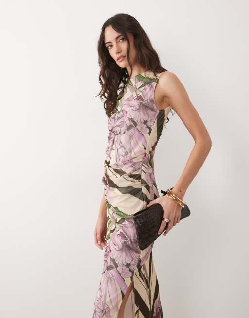 ASOS DESIGN - Vestito lungo senza maniche con stampa a fiori, 2 di 4
