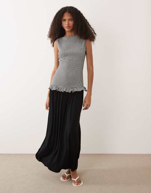 ASOS DESIGN - Vestito lungo senza maniche con vita scesa e stampa a quadretti, 2 di 4