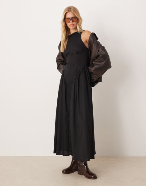 ASOS DESIGN - Vestito lungo senza maniche nero a corsetto - view 1