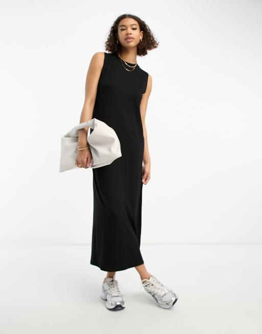 ASOS DESIGN - Vestito lungo senza maniche nero