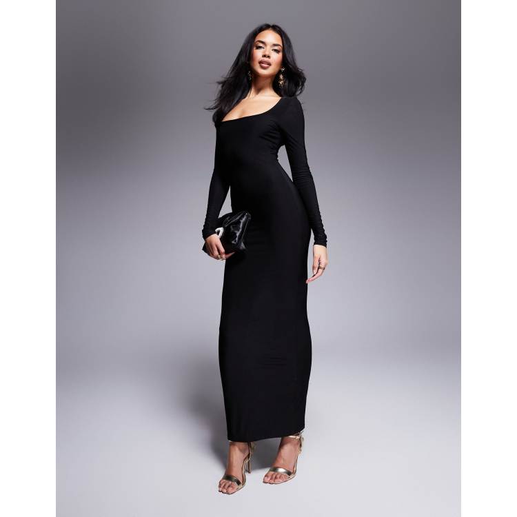 ASOS DESIGN - Vestito lungo sinuoso con scollo quadrato e