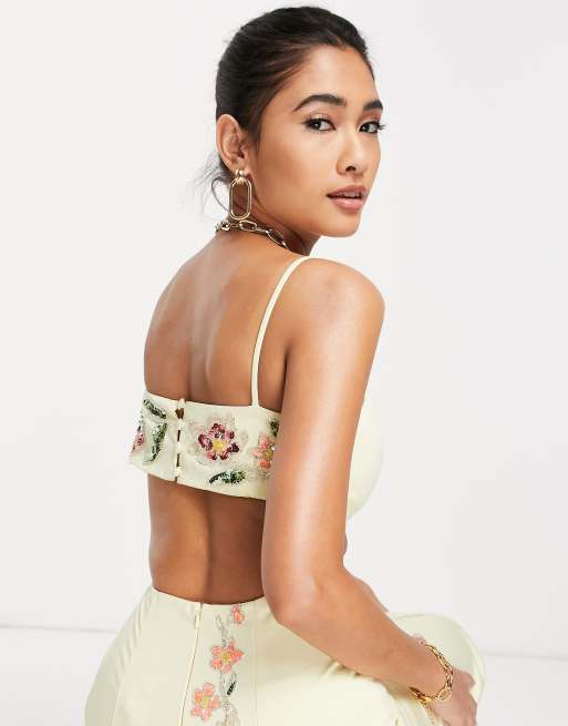 ASOS DESIGN - Vestito lungo strutturato a canottiera con decorazioni a fiori, 4 di 4