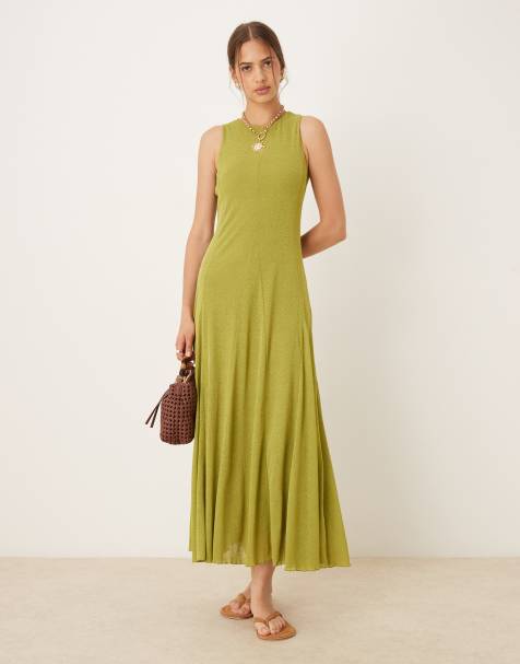 ASOS DESIGN - Vestito lungo verde con inserto godet - view 1