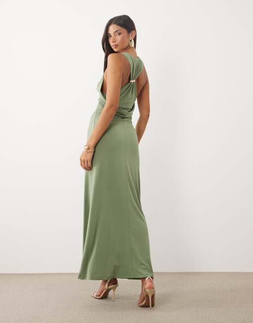 ASOS DESIGN vestito maxi a colonna soft touch con dettaglio sul retro rifinito in menta