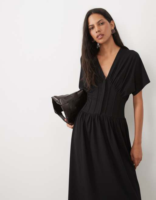 ASOS DESIGN vestito maxi con maniche ampie nero, 2 di 4