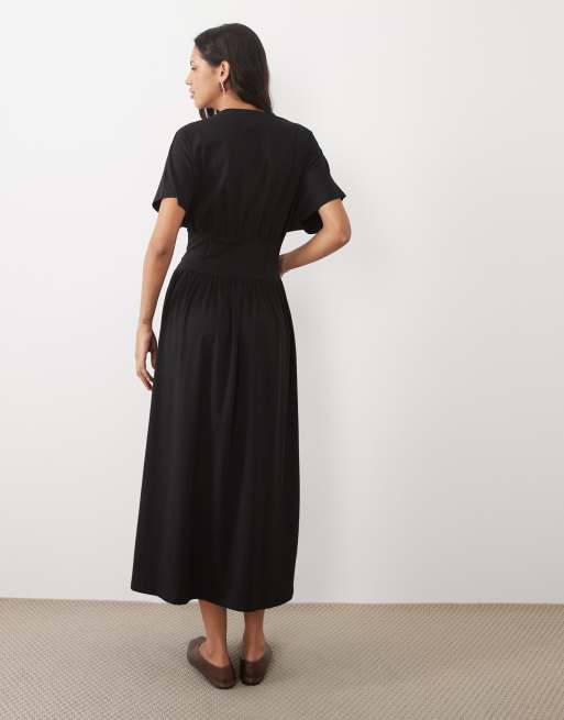 ASOS DESIGN vestito maxi con maniche ampie nero, 3 di 4