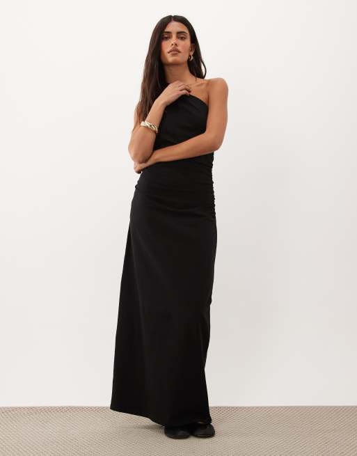 ASOS DESIGN vestito maxi in jersey monospalla nero, 2 di 4