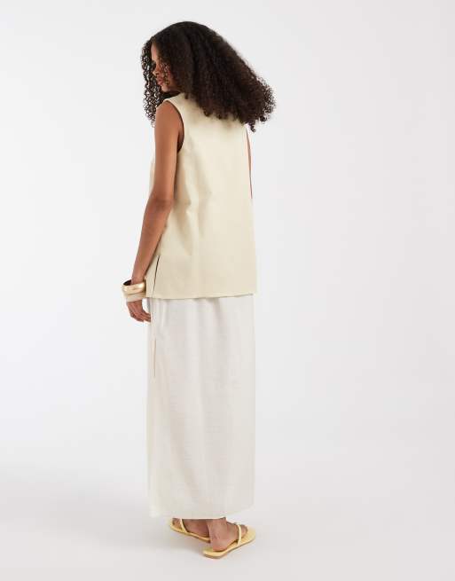 ASOS DESIGN - Vestito midi a colonna a doppio strato bianco, 4 di 4