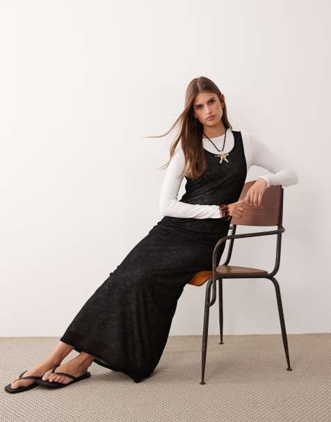 ASOS DESIGN - Vestito midi a doppio strato color avorio e nero - view 1