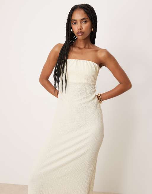 ASOS DESIGN - Vestito midi a fascia color latticello allacciato sul retro, 4 di 4