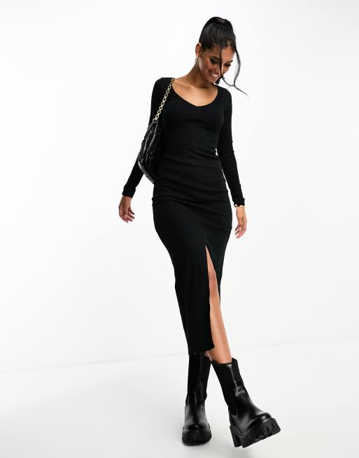 Acquista Abito da donna autunno inverno a maniche lunghe con stampa elegante scollo a V in chiffon a trapezio al ginocchio a vita alta in Italia a partire da 19