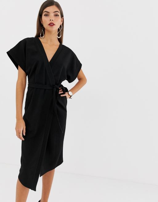 ASOS DESIGN - Vestito midi a portafoglio