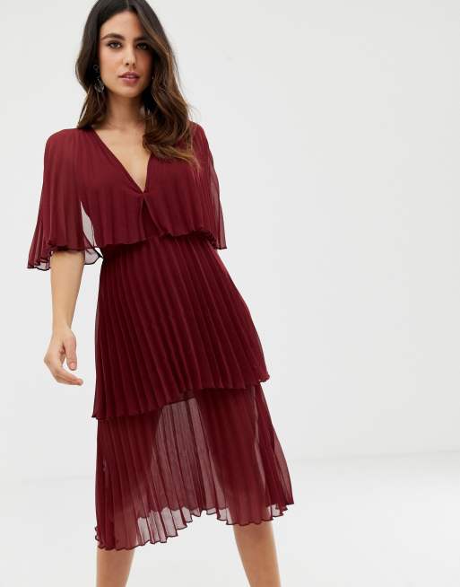 ASOS DESIGN - Vestito midi a strati con morbide pieghe