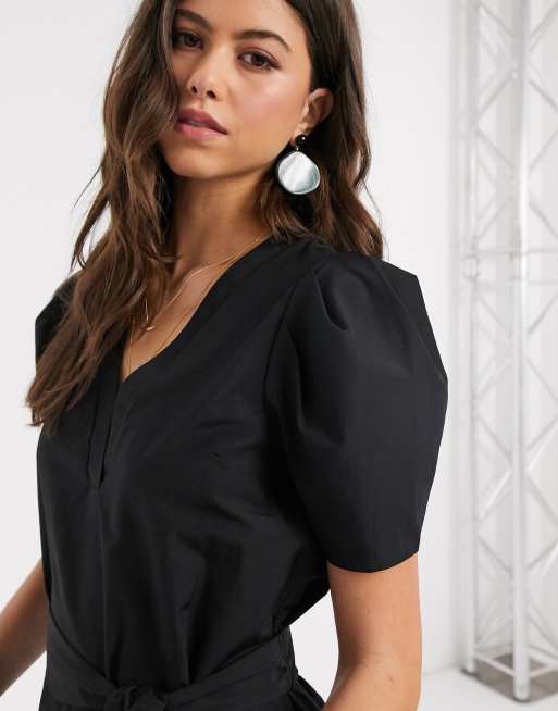 ASOS DESIGN - Vestito midi a strati con scollo a V nero, 3 di 4