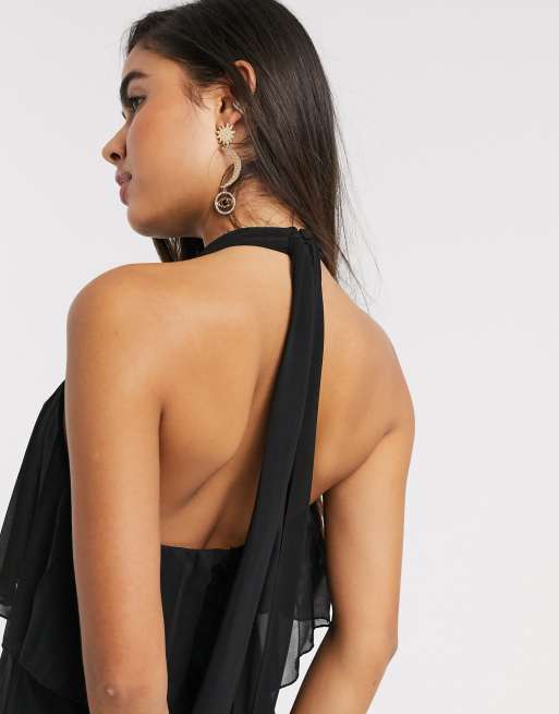 ASOS DESIGN - Vestito midi allacciato al collo a pieghe, 3 di 4