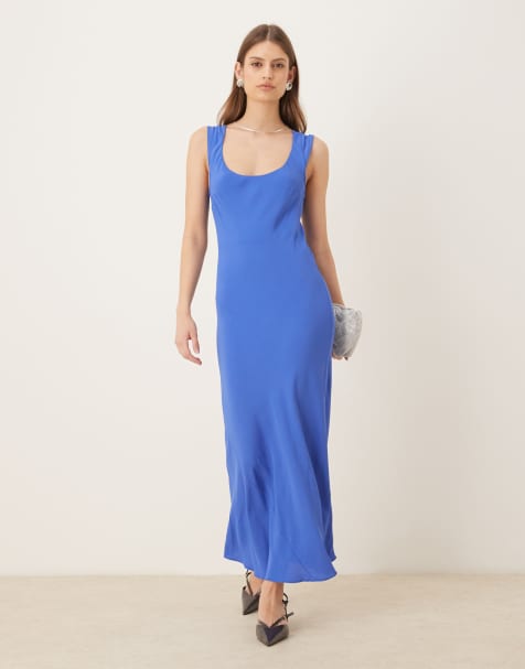 ASOS DESIGN - Vestito midi blu cobalto con maniche ad aletta - view 1