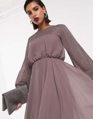 Vestito midi con decorazioni lineari sul carré-Multicolore - ASOS DESIGN  donna Multicolore - immagine3