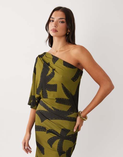 ASOS DESIGN vestito midi con stampa a foglie, 3 di 4