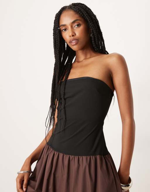 ASOS DESIGN - Vestito midi ibrido marrone, 2 di 4