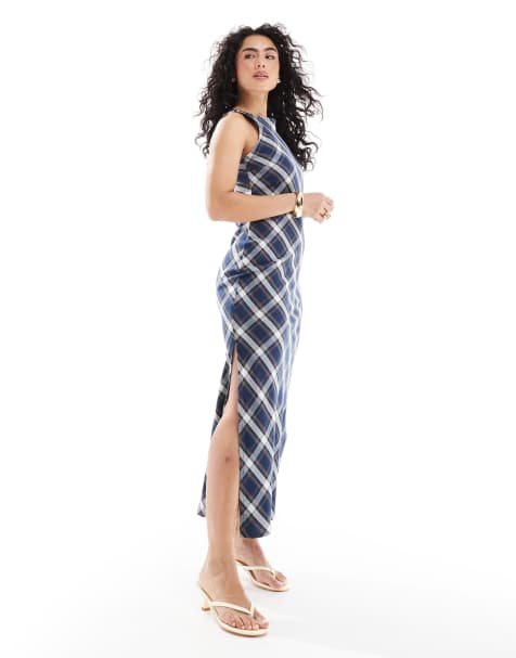 ASOS DESIGN - Vestito midi in denim morbido a quadri - view 1