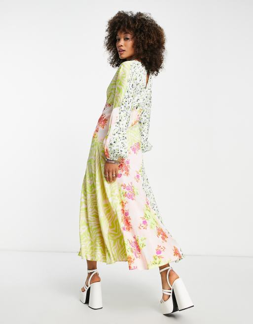 ASOS DESIGN - Vestito midi in misto raso con stampe cucite , 2 di 4