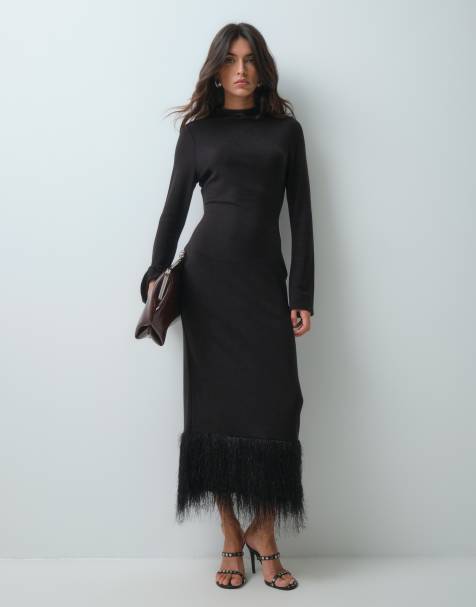 ASOS DESIGN vestito midi morbidissimo soffice nero - view 1