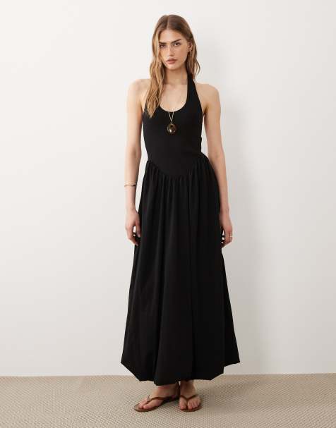 ASOS DESIGN - Vestito midi nero con fondo a palloncino - view 1