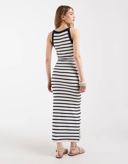 ASOS DESIGN - Vestito midi senza maniche a righe a coste, 3 di 4