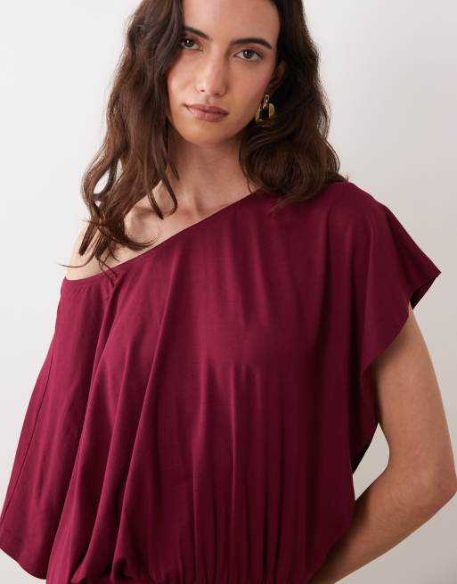 ASOS DESIGN vestito midi stile mantella bordeaux, 2 di 4