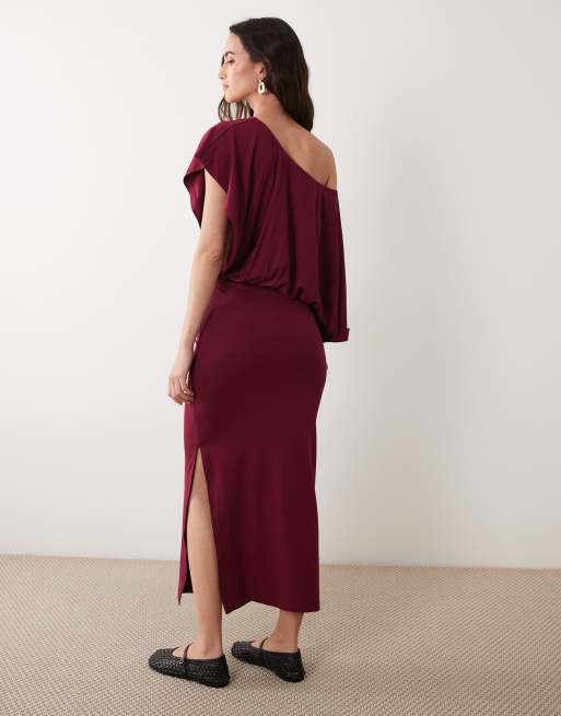 ASOS DESIGN vestito midi stile mantella bordeaux, 3 di 4