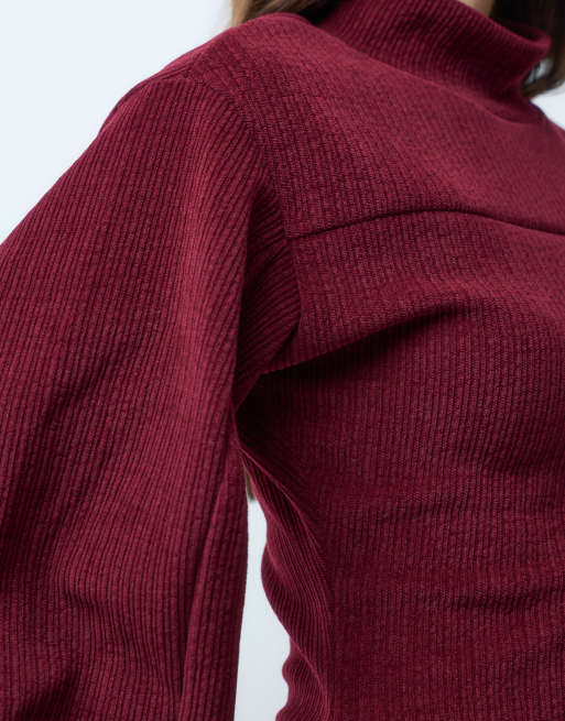 ASOS DESIGN vestito mini con pannelli in velluto a coste morbido bordeaux, 3 di 5
