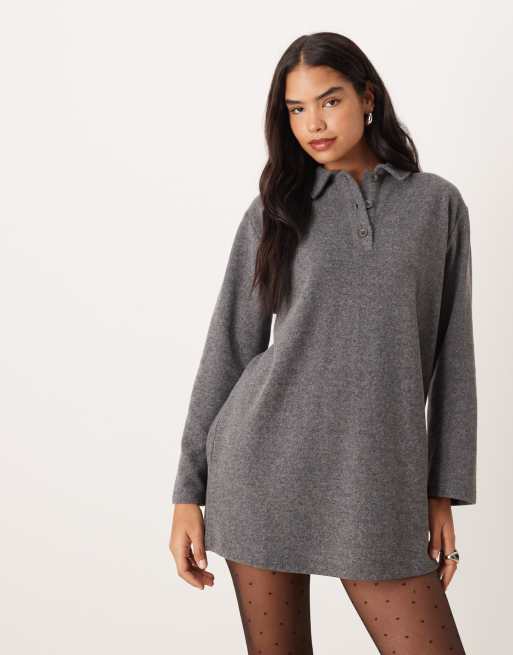 ASOS DESIGN - Vestito morbidissimo stile rugby color antracite